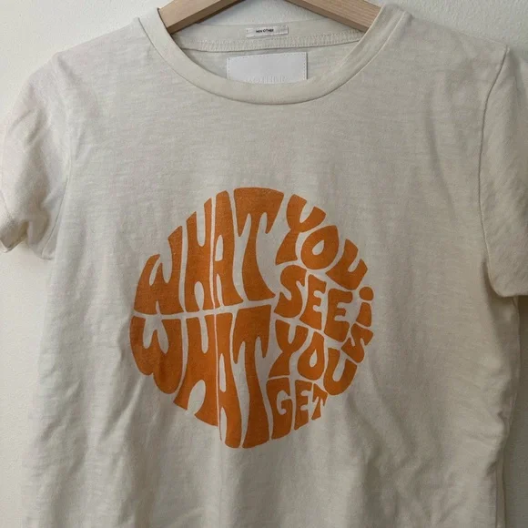 MOTHER Cream Tee with Orange Graphic - Picture 2 of 5